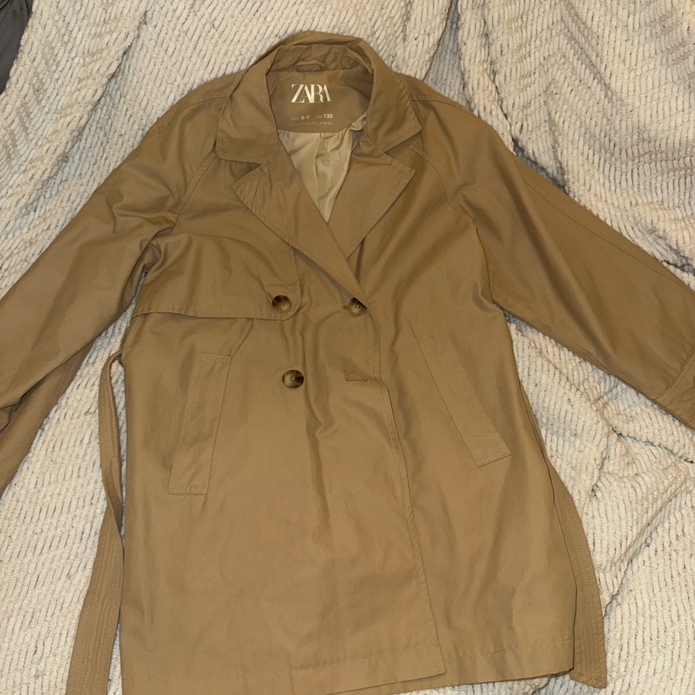 Zara Tan Trench Coat with Lapel Collar